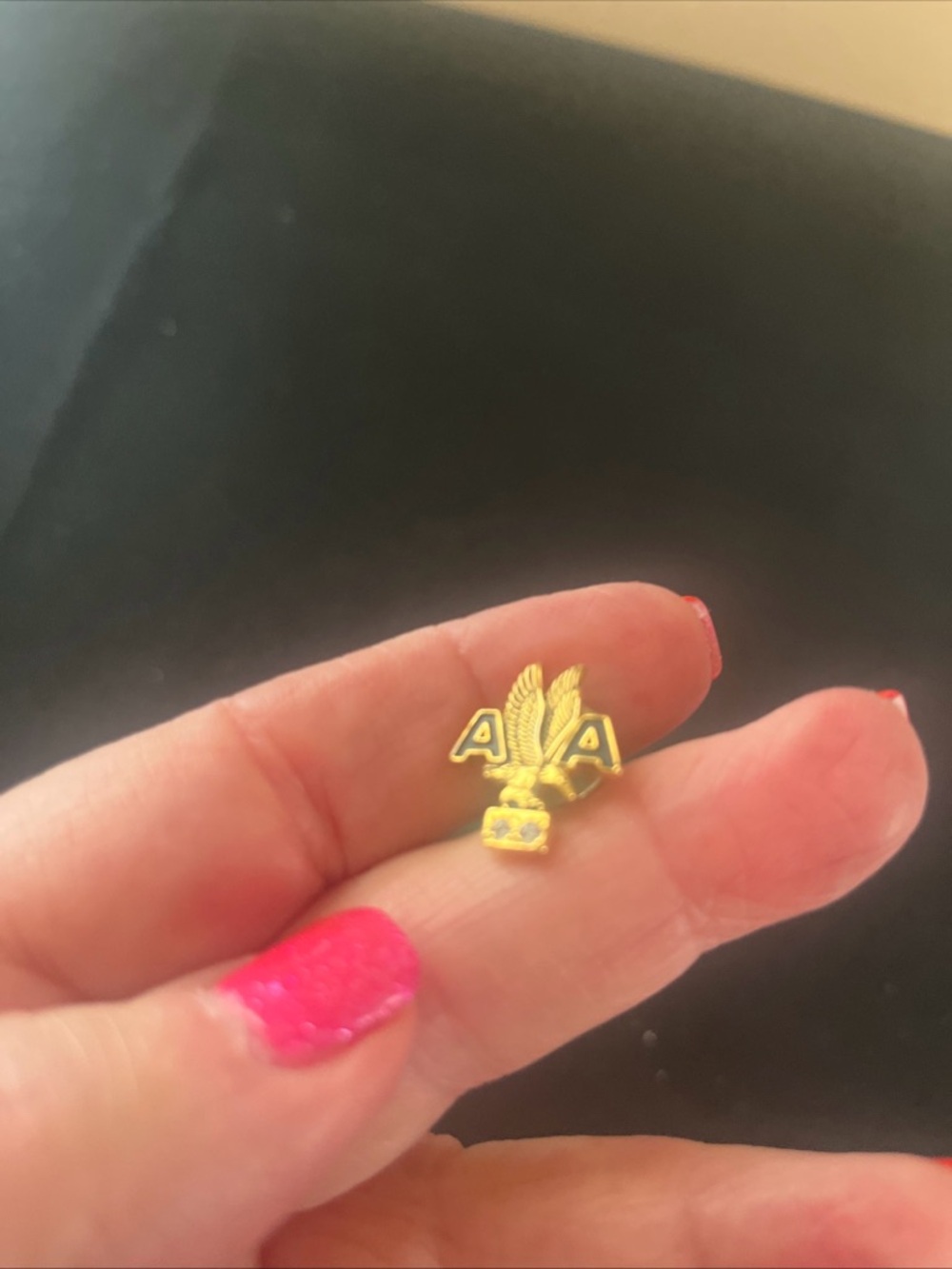 American Airlines Lapel Pin - 20 Year Service - with Gemstones Wings